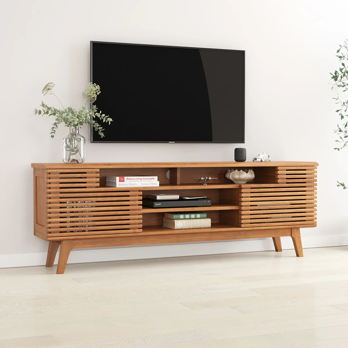 JV Aaron Mid-Century Modern Solid Teak wood TV Media Cabinet