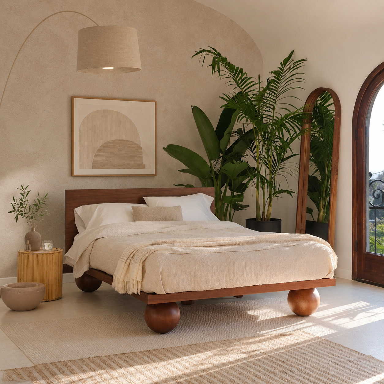 Modern 0ak wood king size bed
