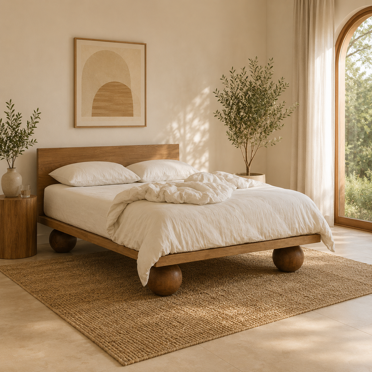 Modern 0ak wood king size bed