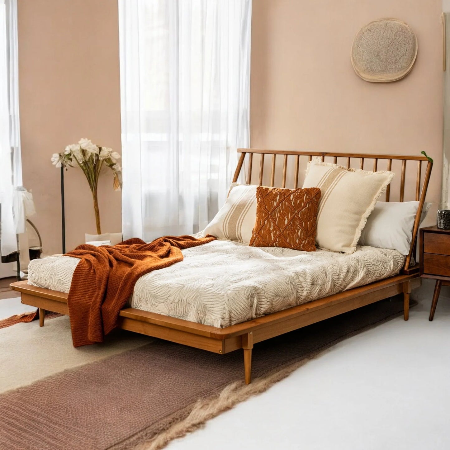 Custum Jodhpur Vriksh Ameya Solid Wood Queen Bed