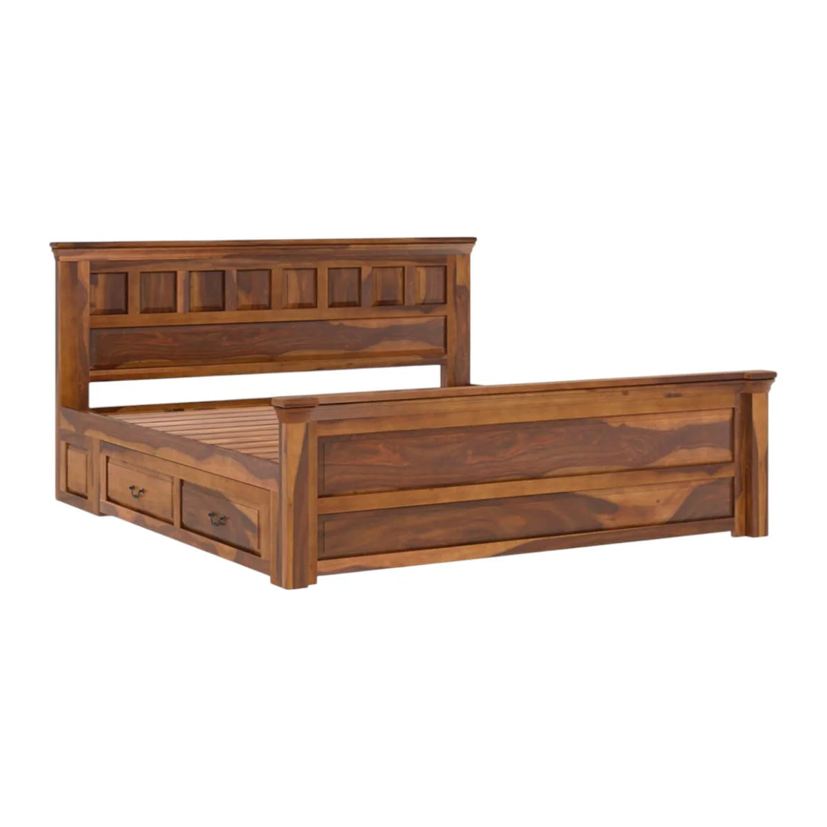 jodhpur vriksh sheesham Wood Drawers Storage Bed Honey Finish