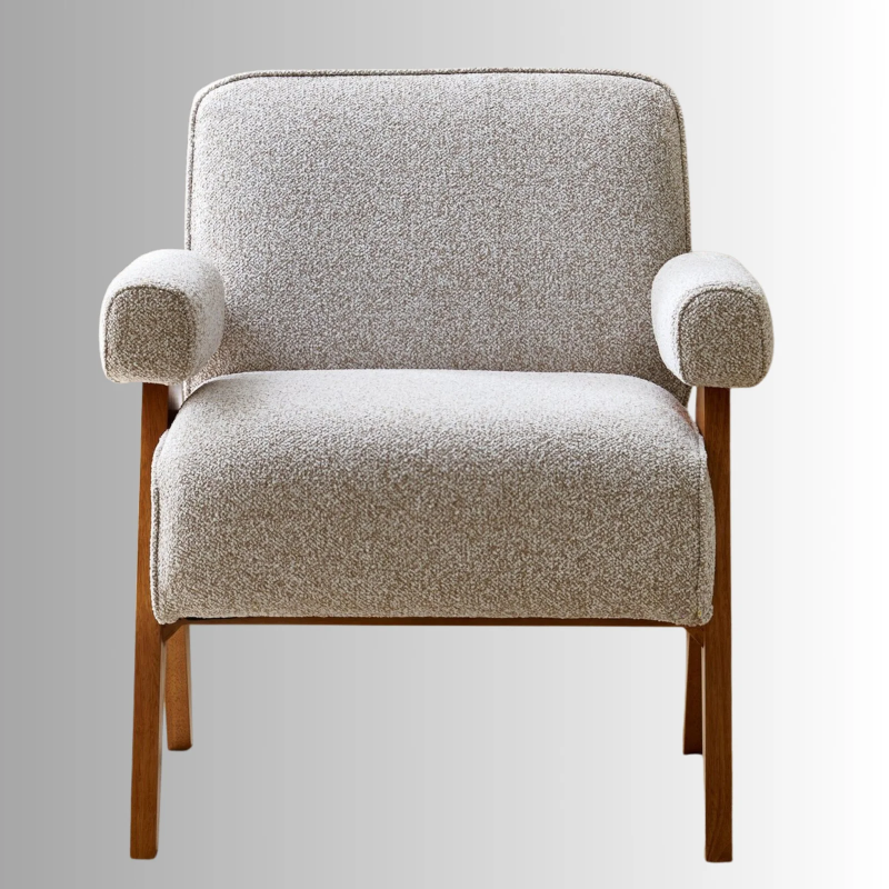 Elara Comfort Solid Wood Accent Chair | Premium Fabric Lounge Chair | Jodhpur Vriksh