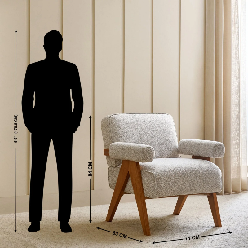 Elara Comfort Solid Wood Accent Chair | Premium Fabric Lounge Chair | Jodhpur Vriksh