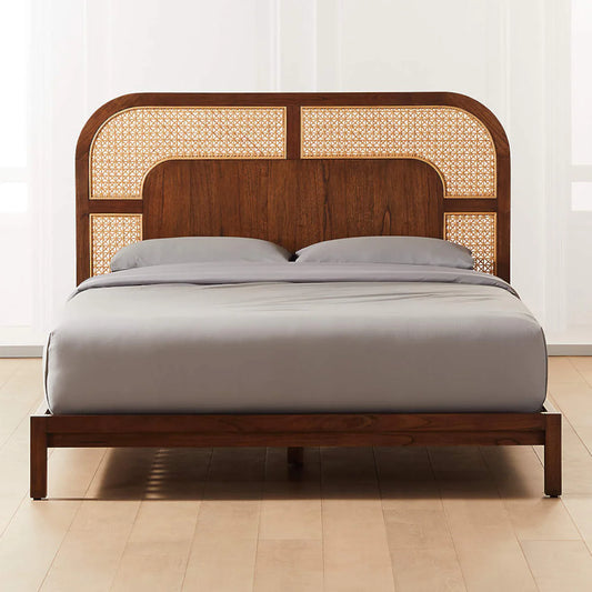 CP Teak Wood & Rattan King Size Bed