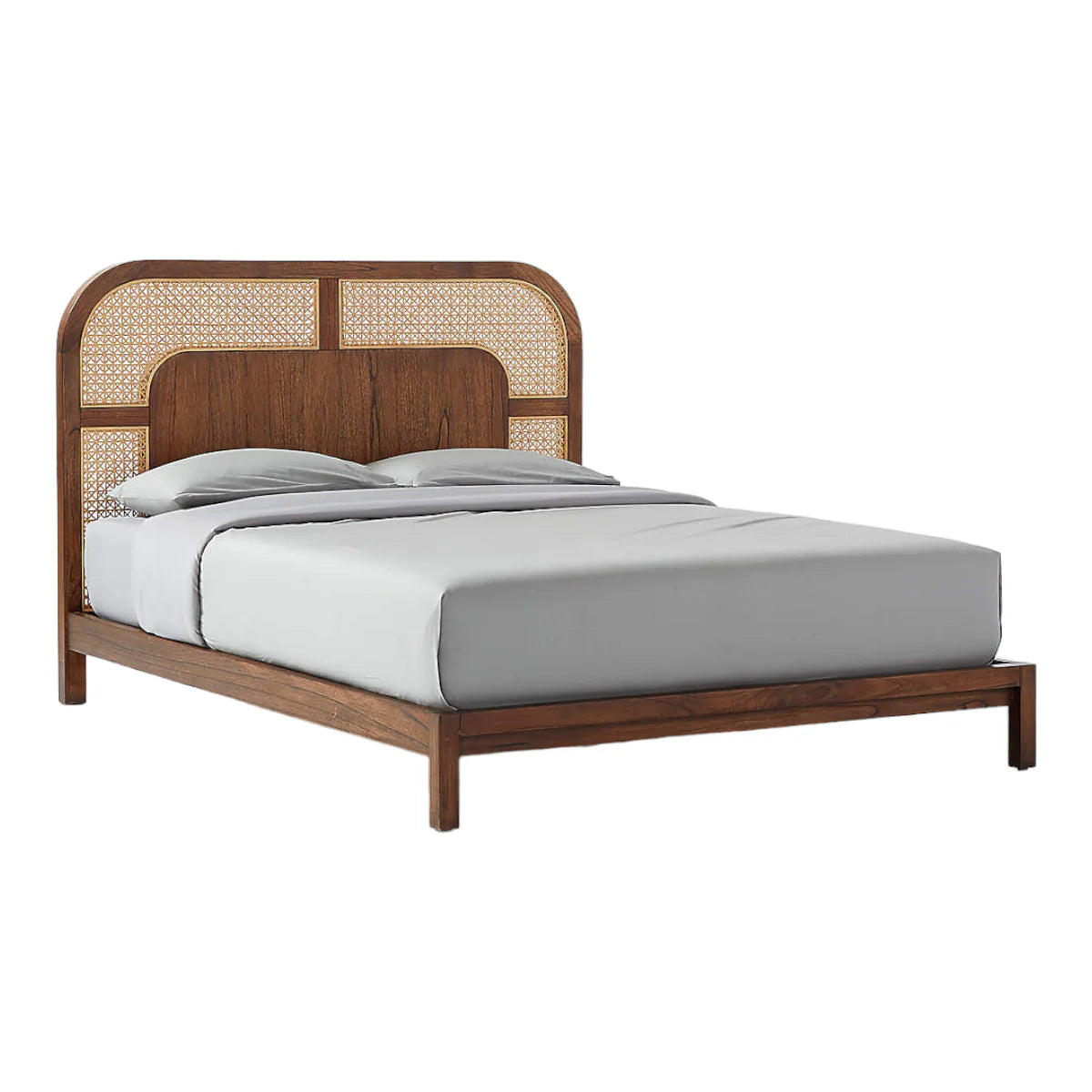 CP Teak Wood & Rattan King Size Bed